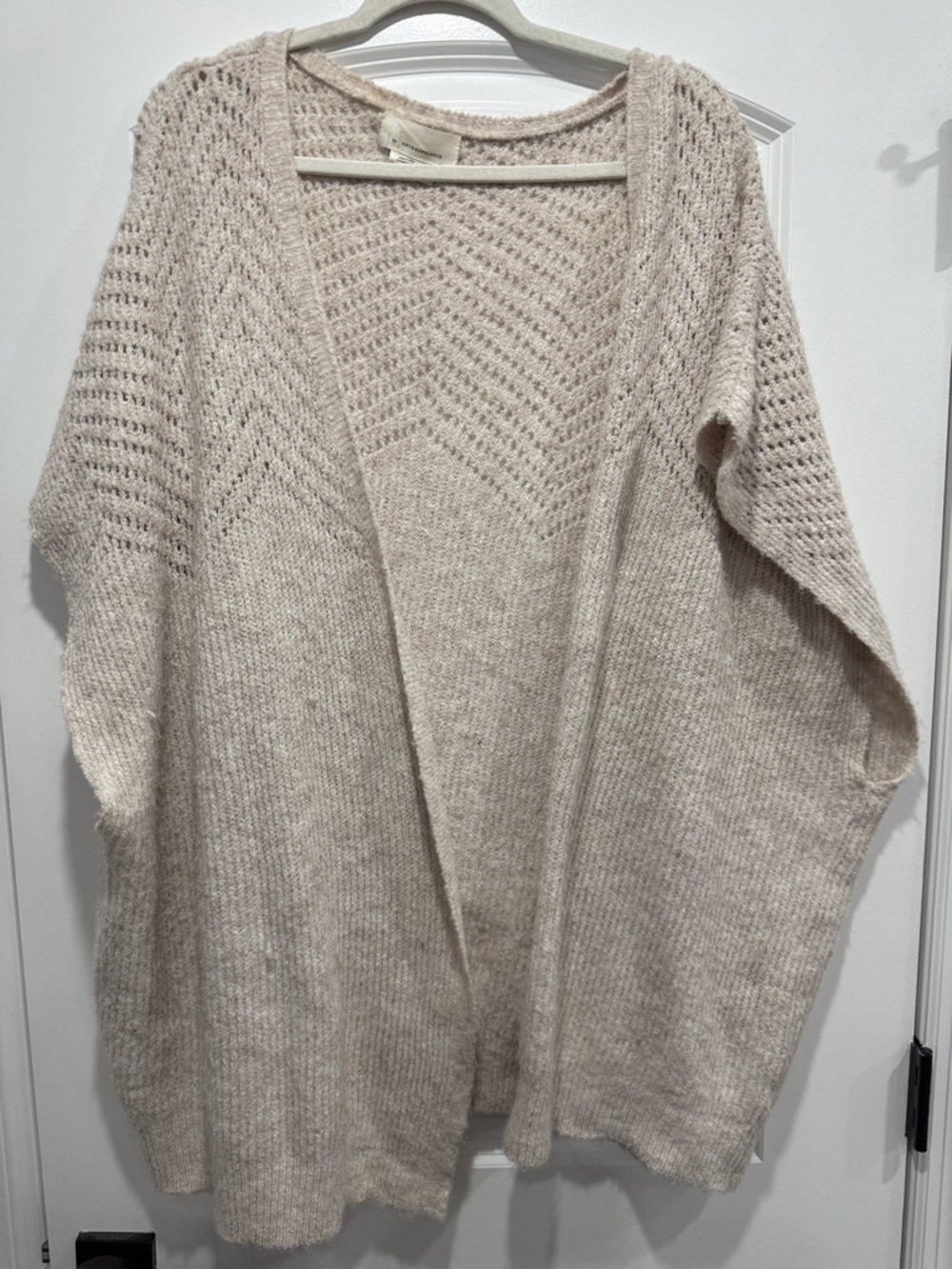 Anthropologie Cozy Open-Front Women's Dolman Sleeve Sweater Cardigan - Cream